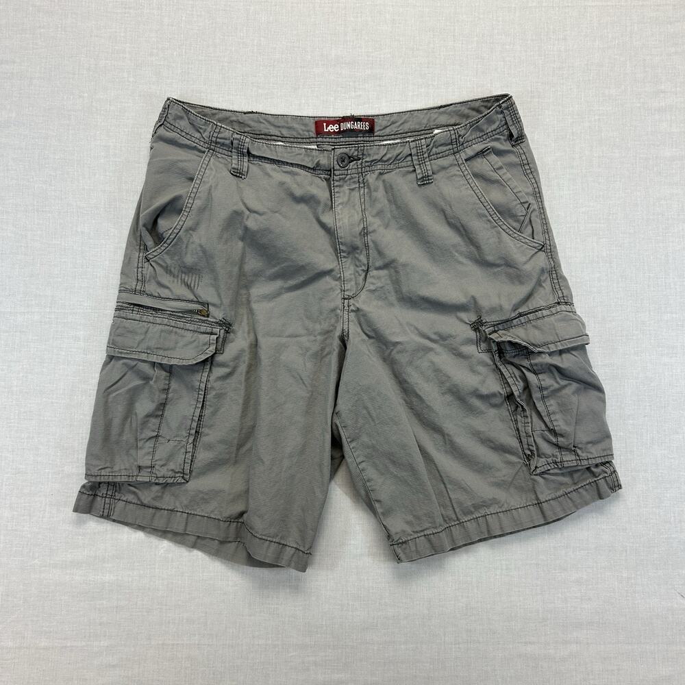 Lee Dungarees Cargo Shorts Men's 36 Gray Relaxed Fit Multi Pocket Utility Cotton